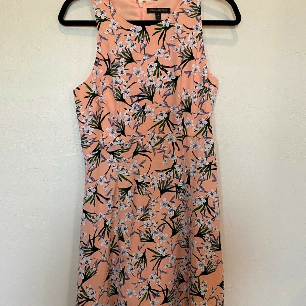 Banana Republic Pink Floral Fit N Flare Dress 4
